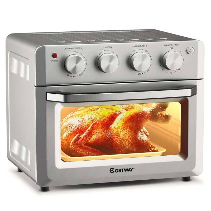 19 QT Toaster Oven Countertop, 7-in-1 1550W Convection Air Fryer with Timer, Temperature Control, 5 Accessories