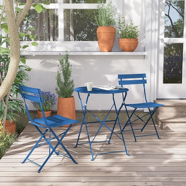 3piece Folding Steel Outdoor Patio Bistro Set