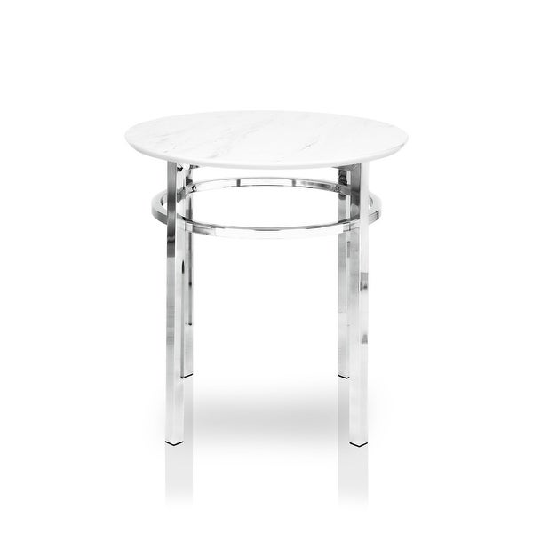 Furniture of America Zera Contemporary White and Chrome 22-inch Side Table