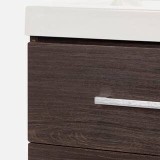 Domani Larissa 24 in. W x 19 in. D Wall Hung Bathroom Vanity in Elm Ember with Cultured Marble Vanity Top in White with Sink LR24P2-EE