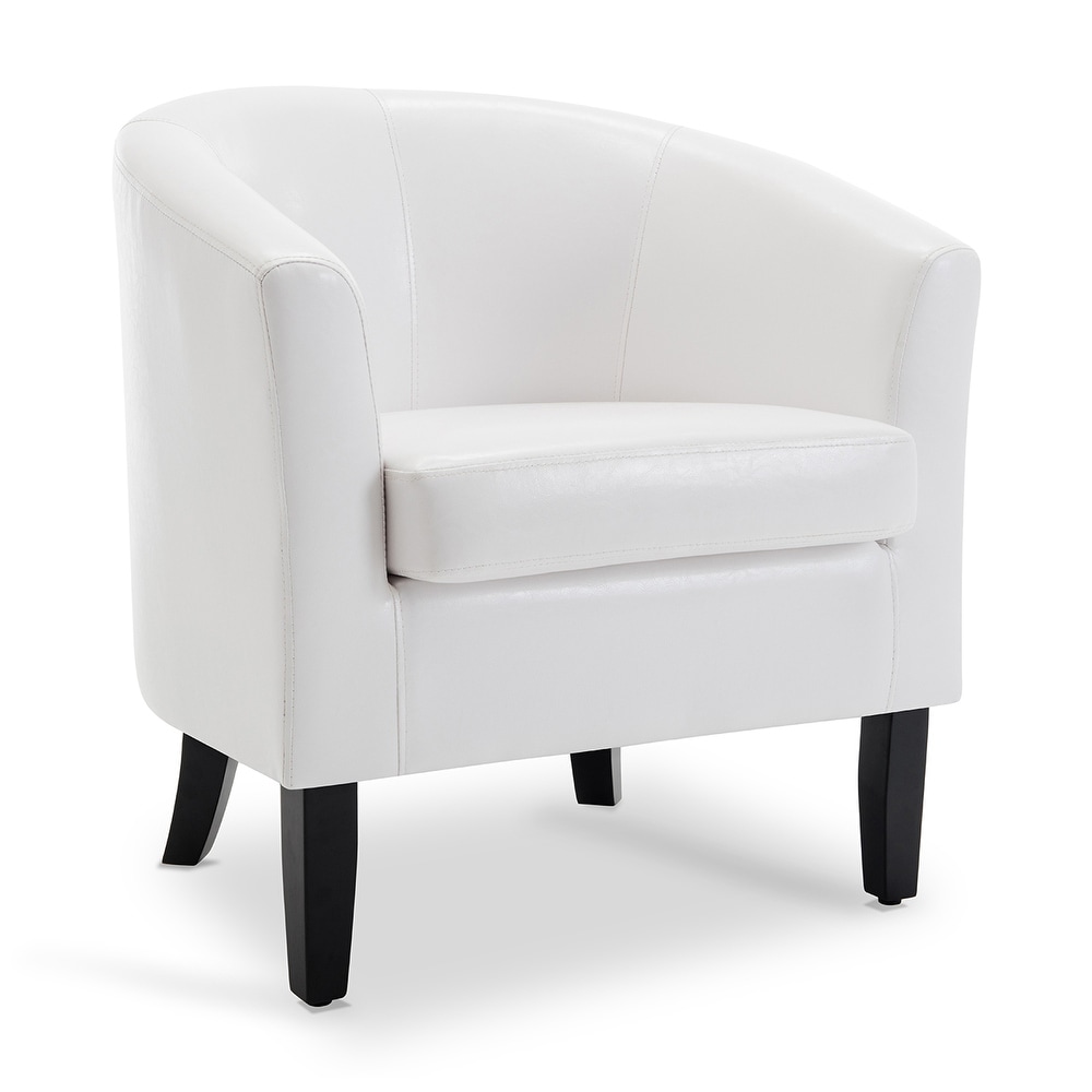 Belleze Club Chair Tub Faux Leather Armchair Seat Living Room  White