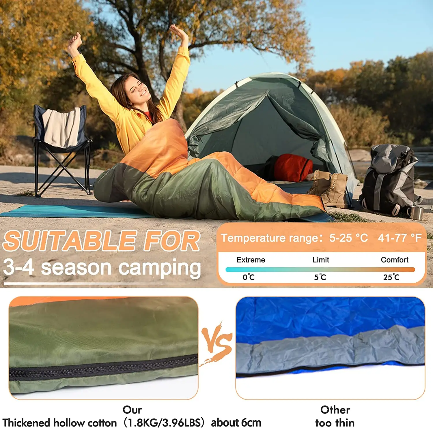 Wholesale Camping Sleeping Bag Comfortable Waterproof Camping Envelope Sleeping With Hood