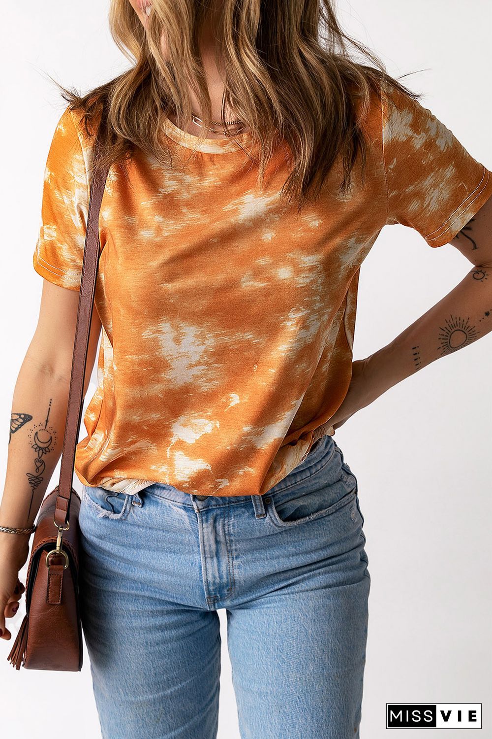 Yellow Tie Dye Crew Neck Short Sleeve T-Shirt