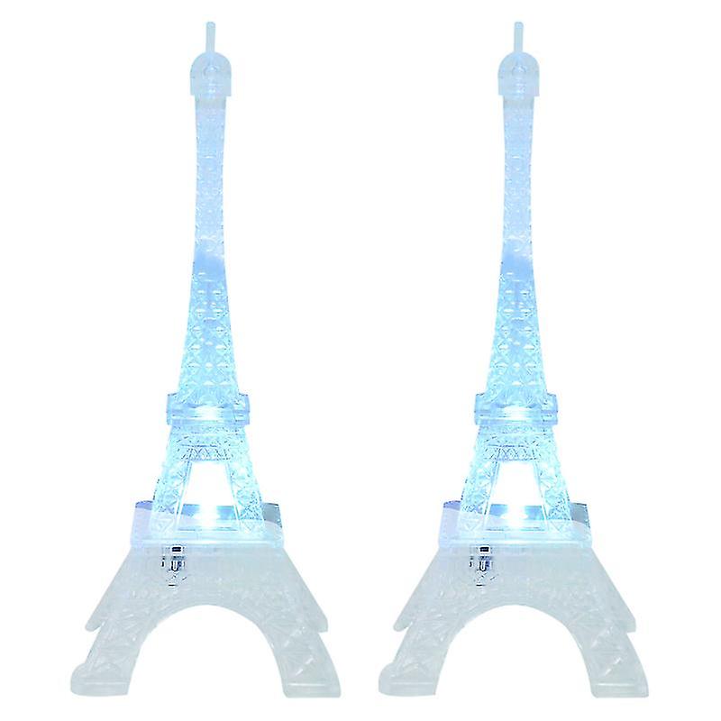 2pcs Led Light Up Eiffel Tower Night Light Creative Fashion Acrylic Decoration Lamp (8 X 8 X 19cm)