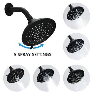 YASINU 5-Spray Hand Shower and Shower Head Combo Wall Bar Shower Kit in Matte Black YNAE865MB