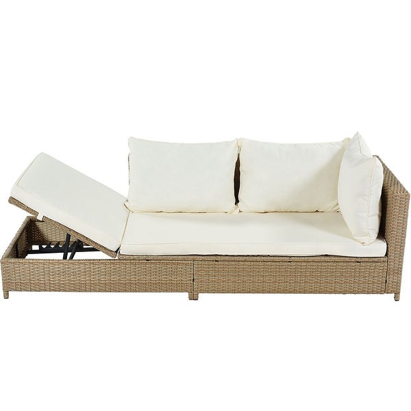 3-Piece Rattan Sofa Set， Sectional Set with Adjustable Chaise Lounge - Overstock - 36020007