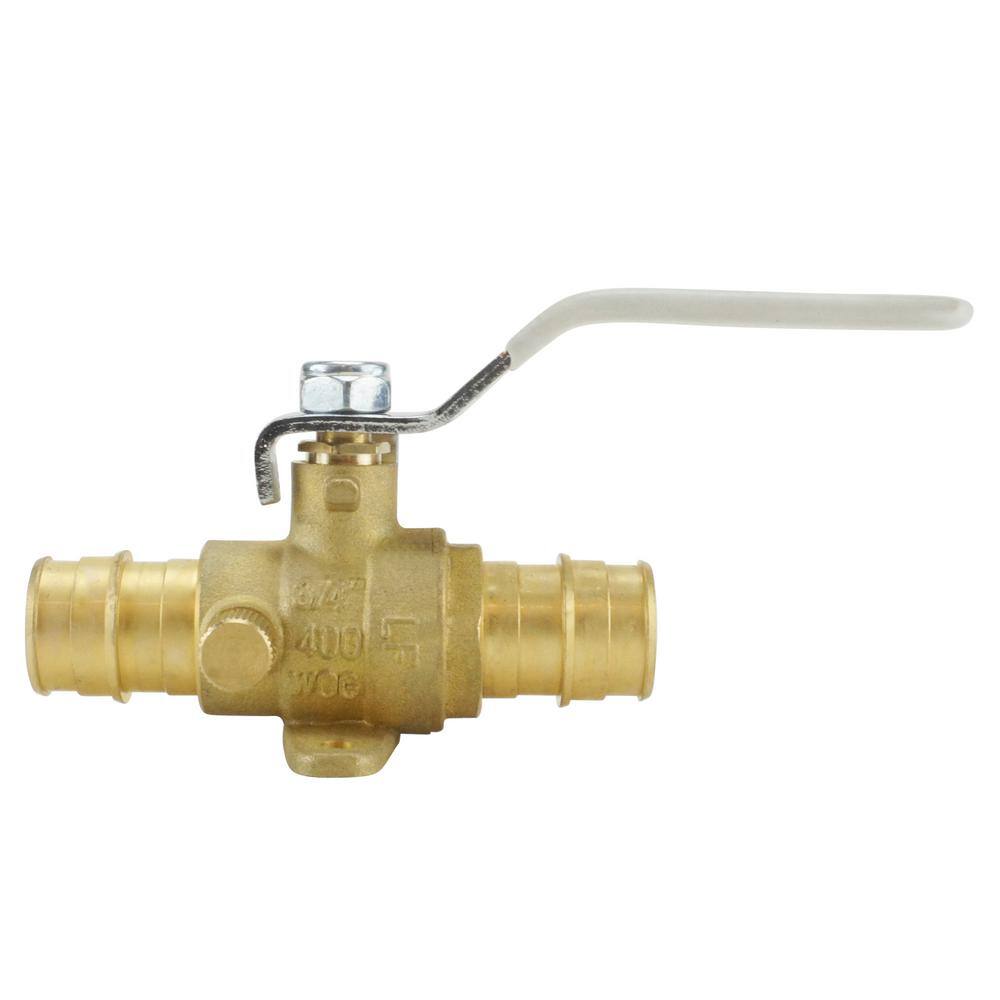 Apollo 34 in. Brass PEX-A Barb Ball Valve with Drain and Mounting Pad EPXV34WD