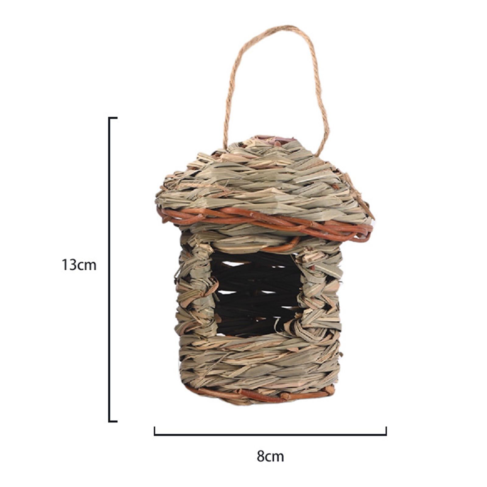 Natural Grass Hung Straw Nest Bird Toy Chickadee Sturdy Cozy Hanging Bird House ， 13x8cm