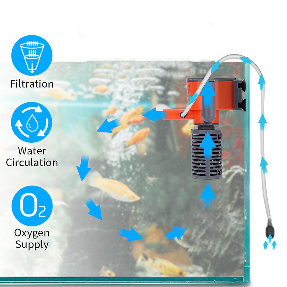 3w/5w 3 in 1 Mini Filter Aquarium Fish Sponge Filter Oxygen Supply Quiet Air Pump Filter For All Small Fish Tank No.206490