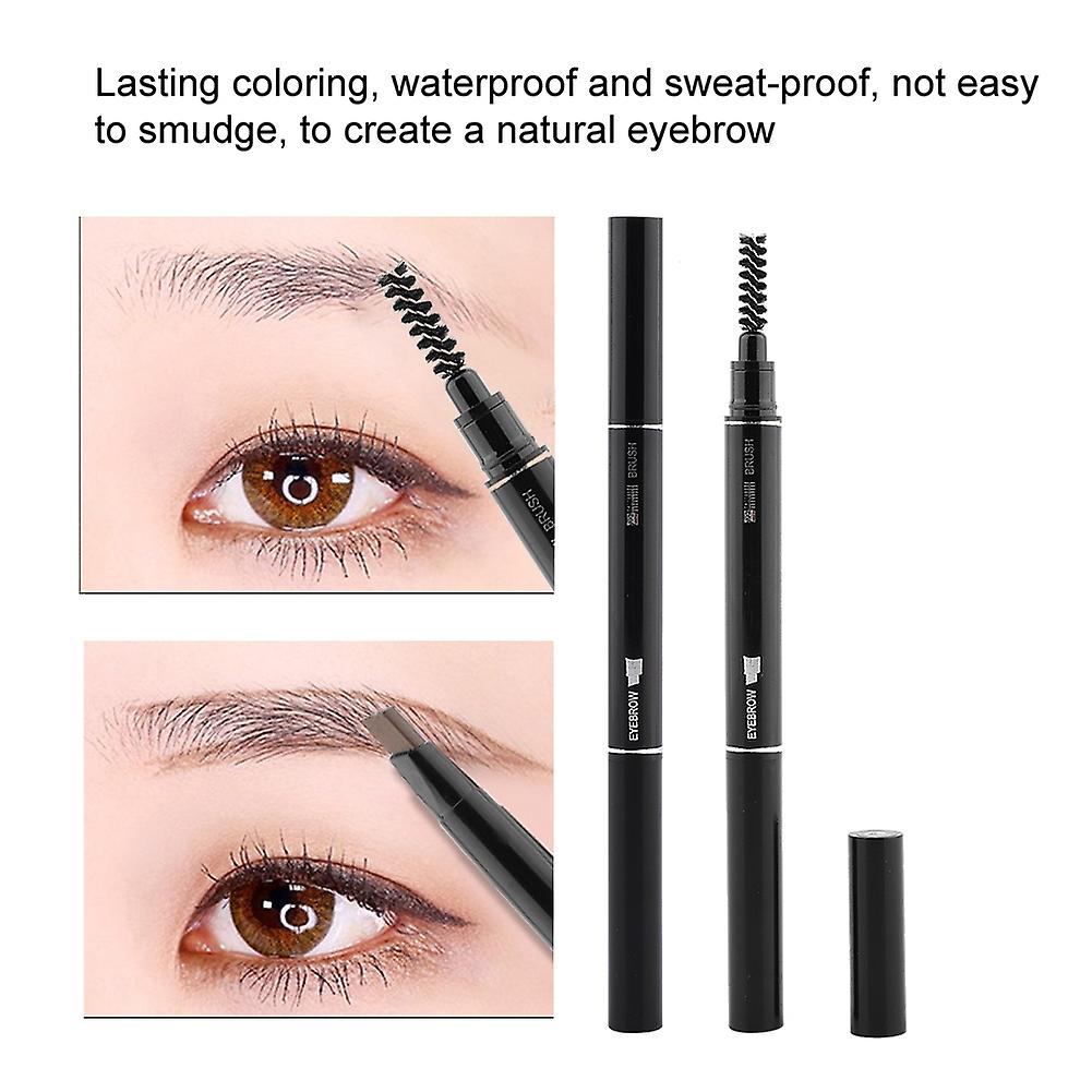 Eyebrow Pencil 2 Packs， Waterproof Smudge-proof Brow Pencil With Brow Brush.(middle Brown)