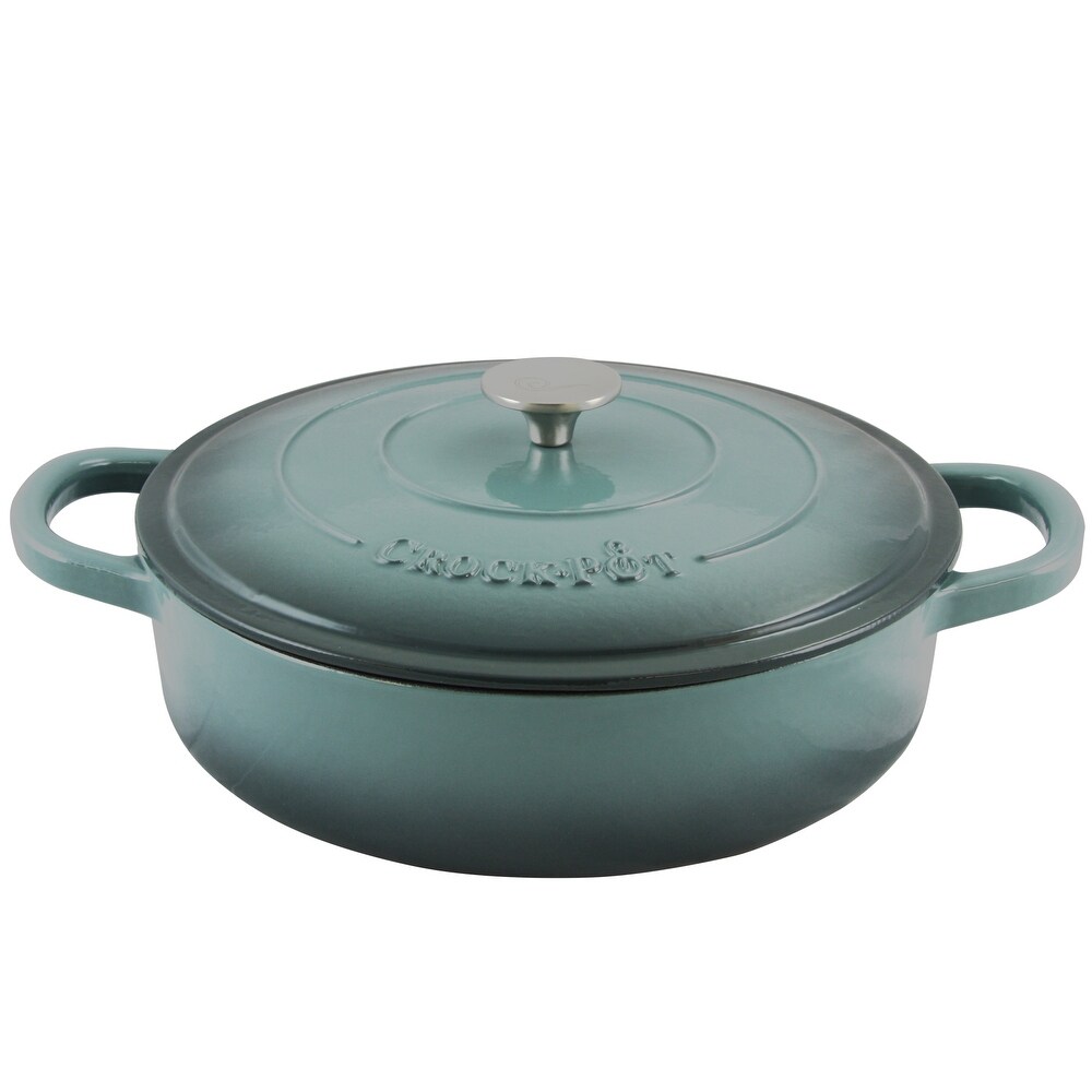 Enameled 5 Quart Cast Iron Round Braising Pan W/ Lid in Ash
