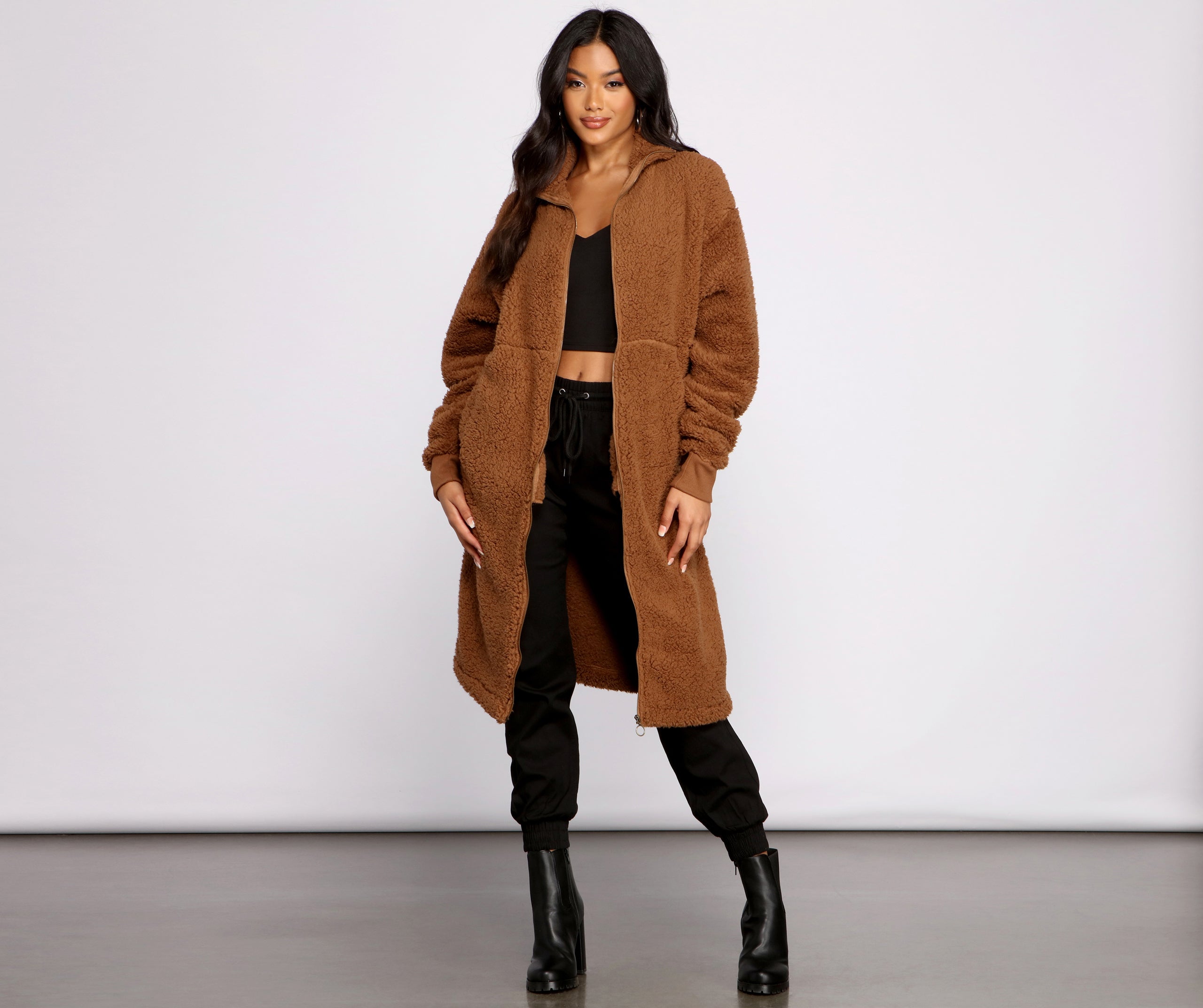 Chic and Cozy Oversized Teddy Trench Coat