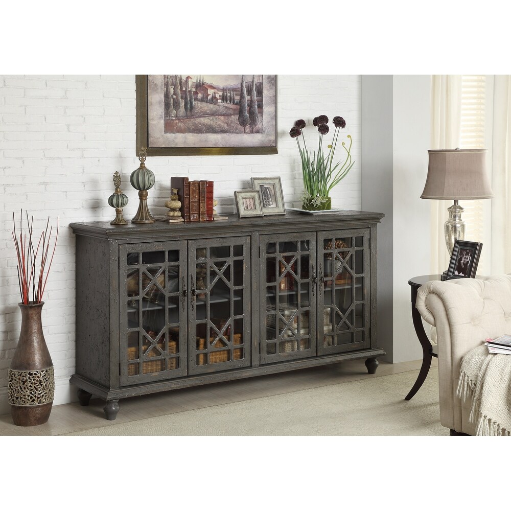 Somette Joplin Texture Grey Four Door Media Credenza