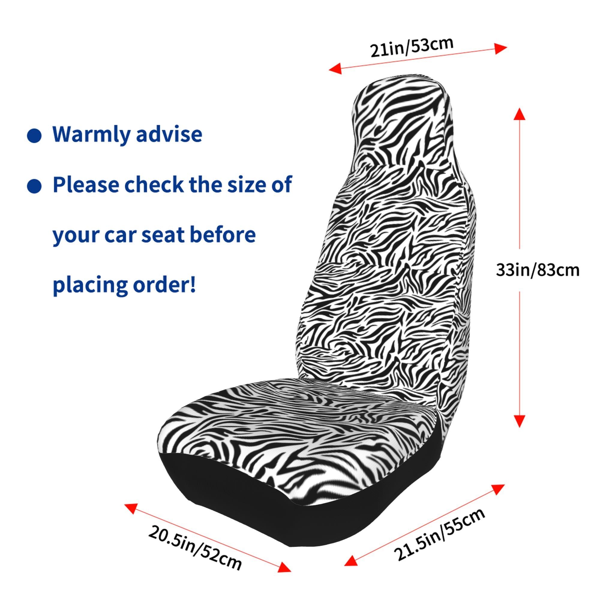 ZICANCN Car Seat Covers Front Seats Only，Zebra Monochrome Print Automotive Seat Covers Protectors for Cars Trucks Suv 2 Pack