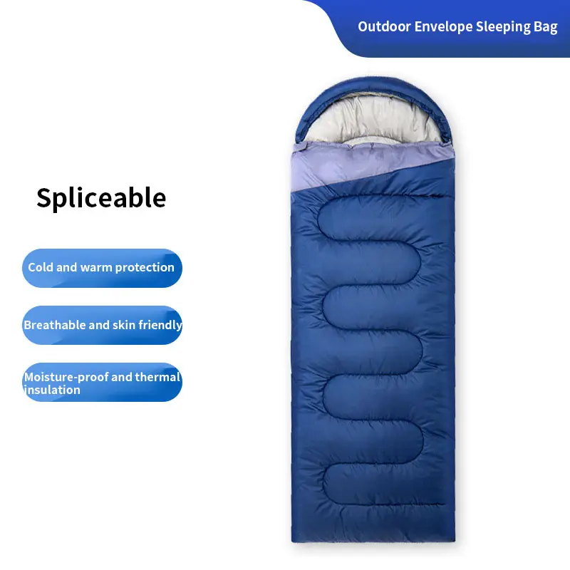 Stock Materials Hot Sale Winter Sleeping Bag Envelop with hood Waterproof Outdoor Camping