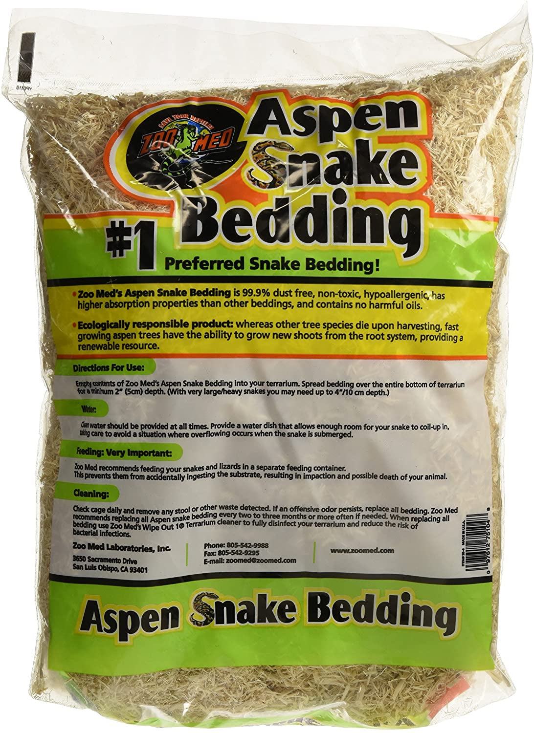 48 quart (12 x 4 qt) Zoo Med Aspen Snake Bedding Odorless and Safe for Snakes， Lizards， Turtles， Birds， Small Pets and Insects