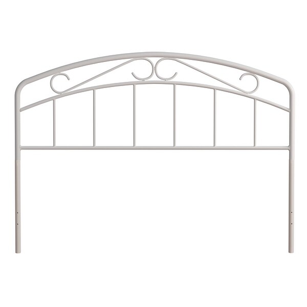 Porch and Den Neugebauer White Metal Arched Scroll Design Headboard - - 30417179