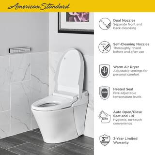 American Standard Advanced Clean 100 Spalet 12 in. Rough-In 1-piece 0.921.32 GPF Dual Flush Elongated Toilet in White Seat Included 297AA204-291