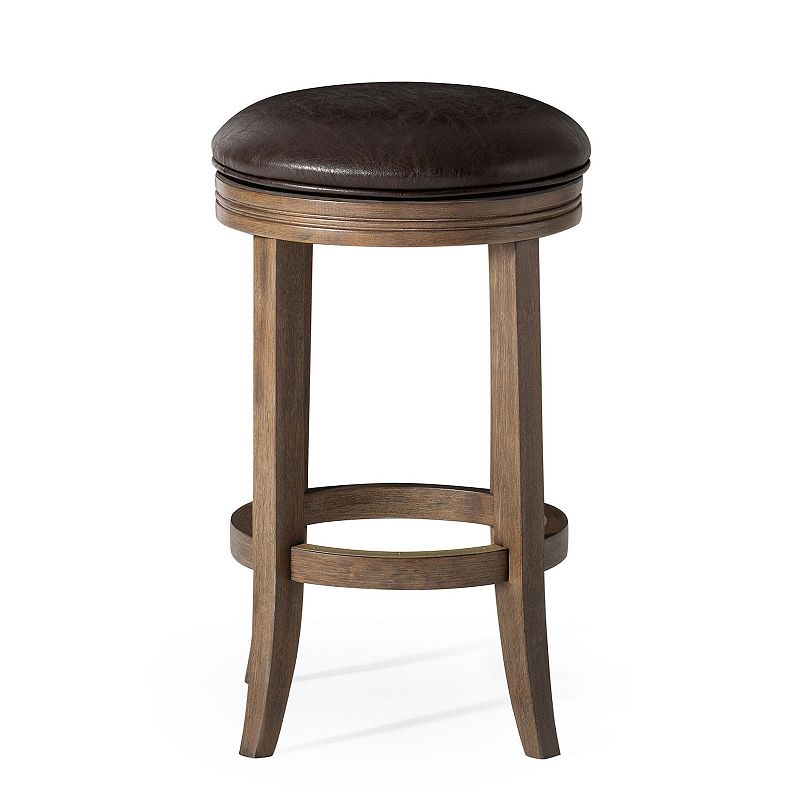 Maven Lane Eva Counter Stool In Walnut Finish With Marksman Saddle Vegan Leather