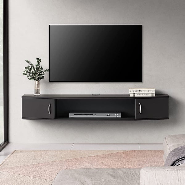 FITUEYES Wall Mounted TV Media Console Floating Desk Storage Hutch