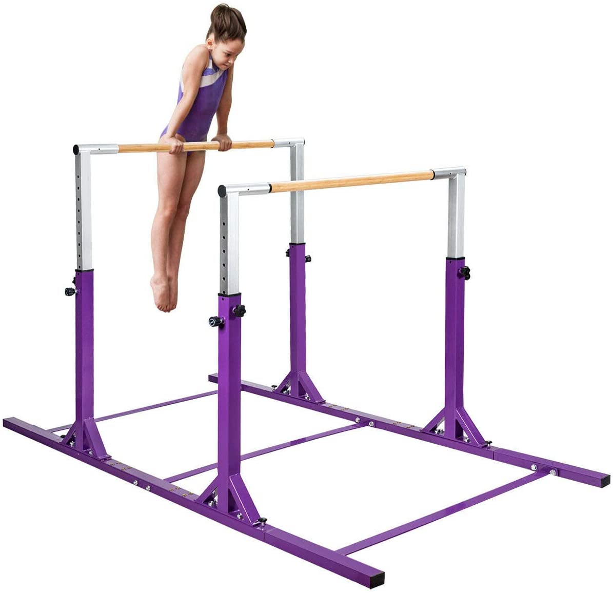 Costzon Double Horizontal Bars, Junior Gymnastic Training Parallel Bars w/11-Level 38-55