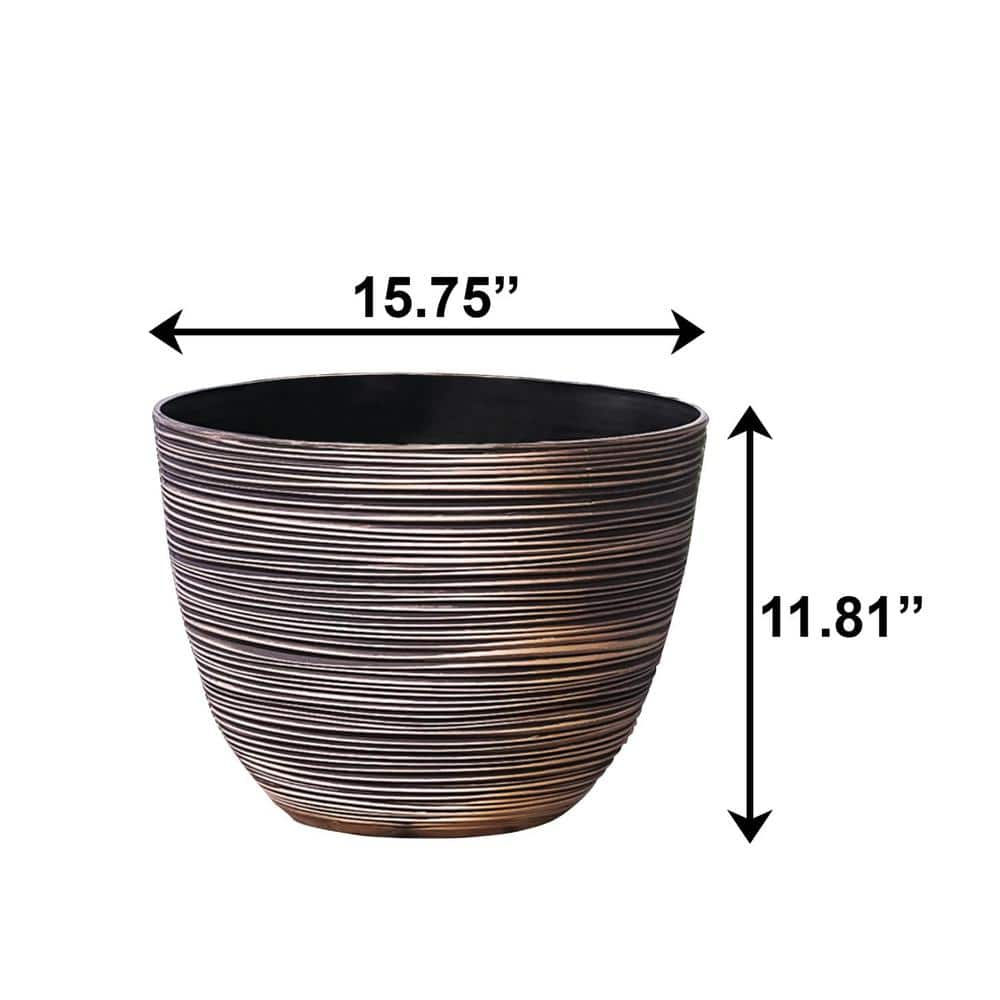 XBRAND 12 in. Tall Bronze Modern Nested Round Textured Indoor/Outdoor Plastic Pot Planter (Set of 3) PL3417BNE