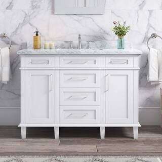 Home Decorators Collection Sonoma 48 in. W x 22.1 in. D x 34.3 in. H Freestanding Bath Vanity in White with Carrara Marble Top Sonoma 48W