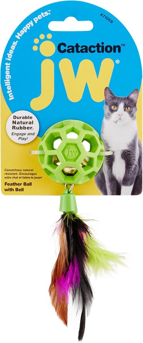 JW Pet Cataction Feather Ball with Bell Cat Toy