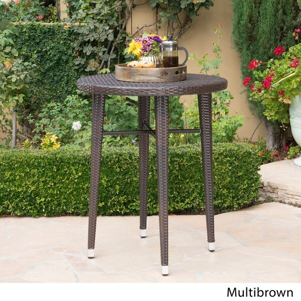 Dominica Outdoor 32inch Round Wicker Bar Table by Christopher Knight Home