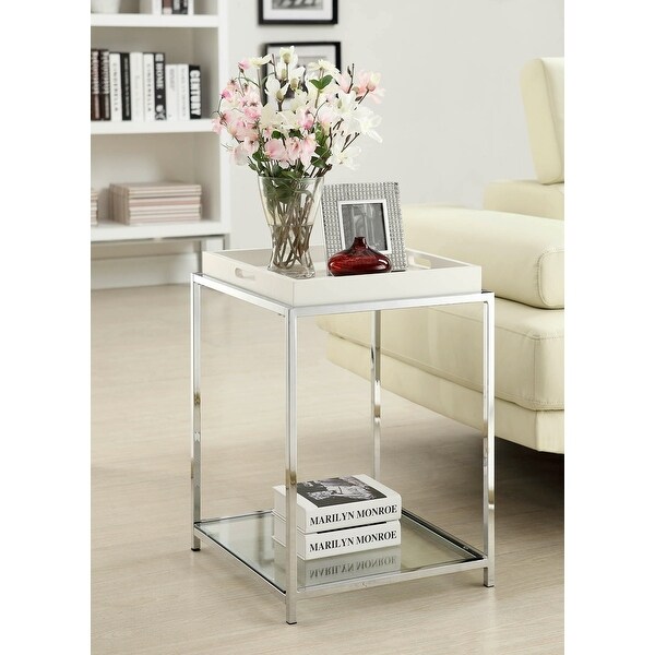 Silver Orchid Makay Vintage Glam End Table with Removable Tray