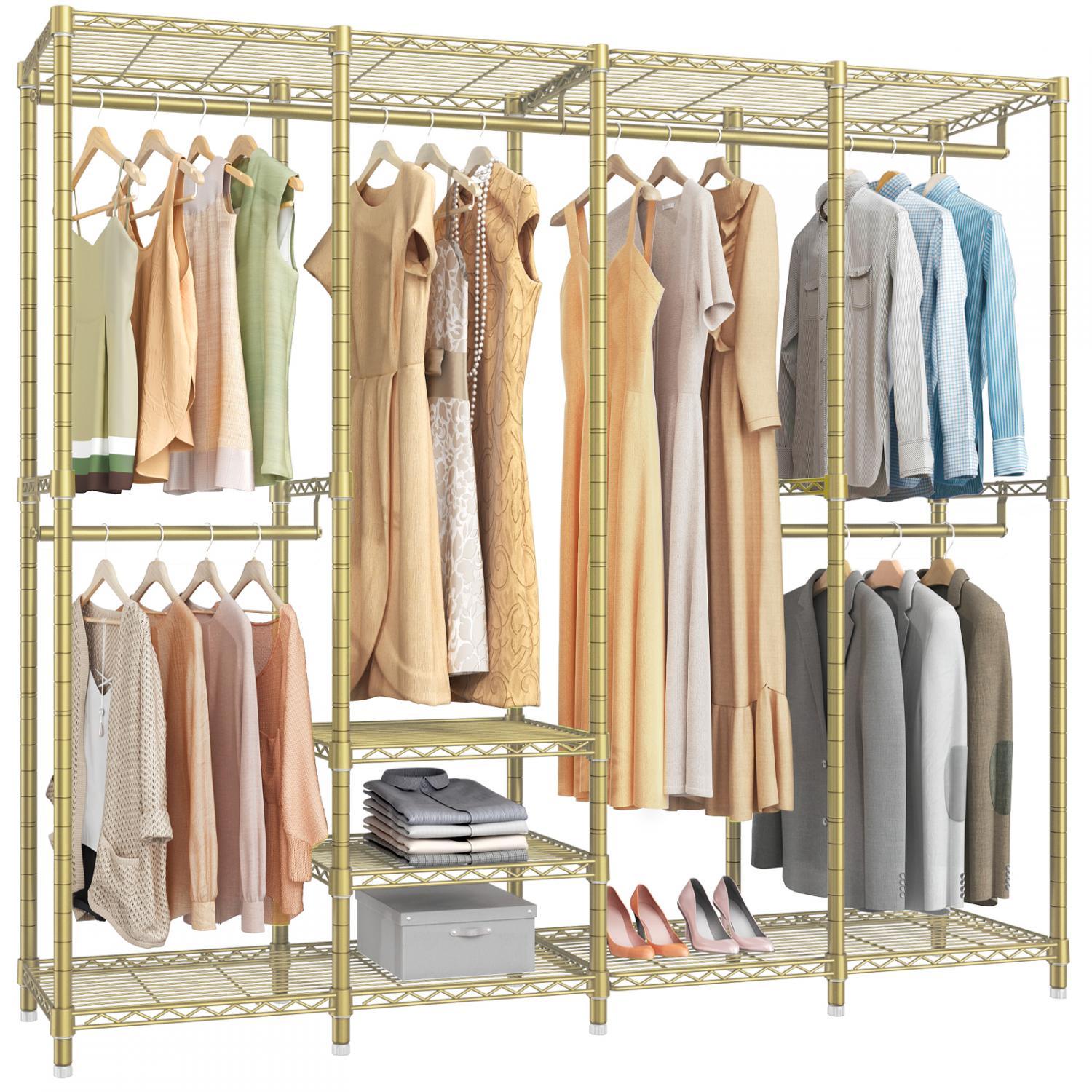 VIPEK V40 Garment Rack Heavy Duty Clothes Rack, 76"L x 15.7"W x 75.6"H, Max Load 800lbs, Gold