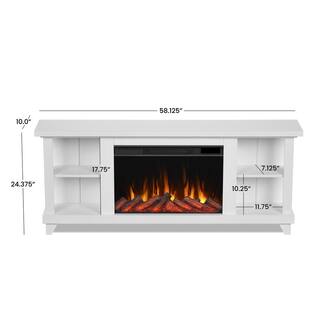 Real Flame Penrose Slim 58 in. Freestanding Wooden Electric Fireplace in White 7770E-W