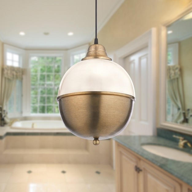 Absalom Brushed Brass And White Egg Shaped Pendant Lamp River Of Goods