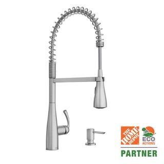 MOEN Essie Single-Handle Pre-Rinse Spring Pulldown Sprayer Kitchen Faucet with Power Clean in Spot Resist Stainless 87814SRS