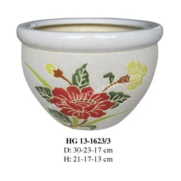 Flower pots wholesale / Vietnam ceramic planter set of 3 for garden decoration (HG 13 1623/3)