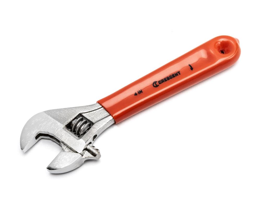 Adjustable Wrench， 4 In. Chrome Finish， Cushion Grip