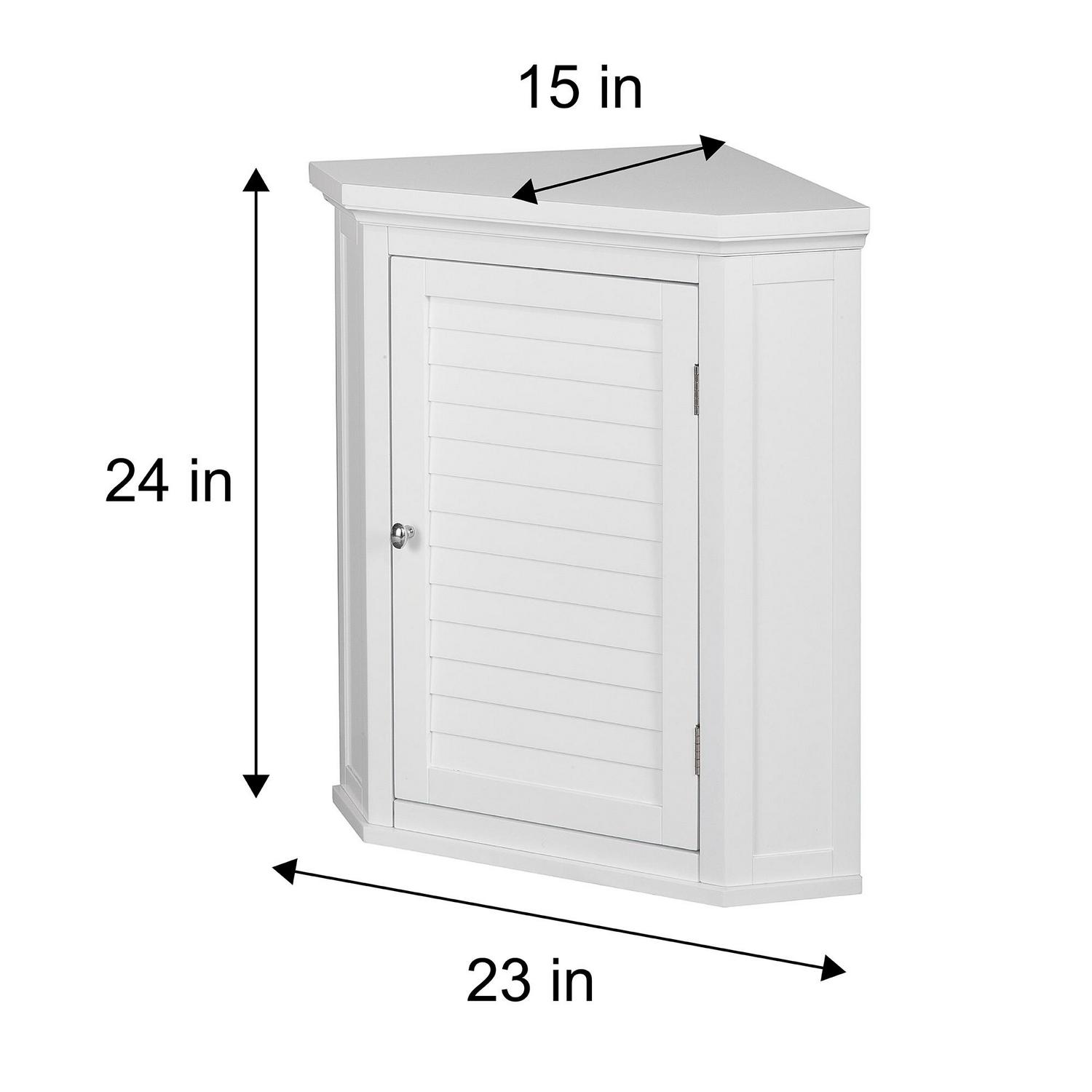 Teamson Home Glancy One Shutter Door Wooden Removable Corner Wall Cabinet， White