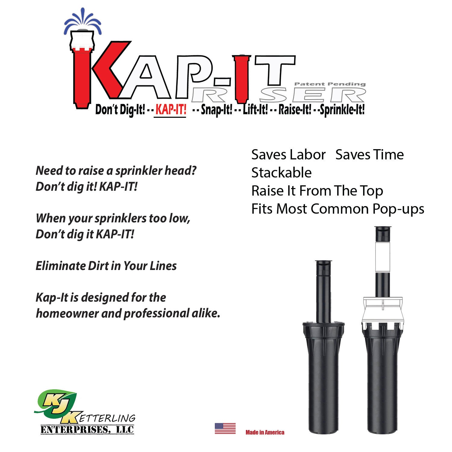 KAP-IT Pop-Up Sprinkler Riser Extension， 1-1/2