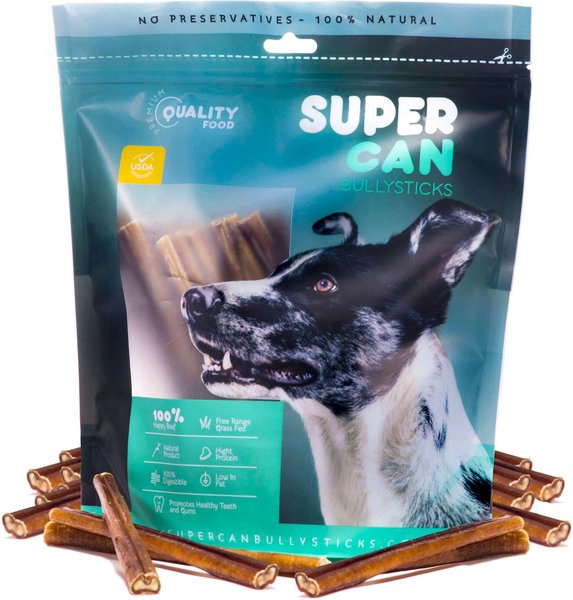 SuperCan Bully Sticks Junior Thin Bully Sticks Dog Treats， 25 count