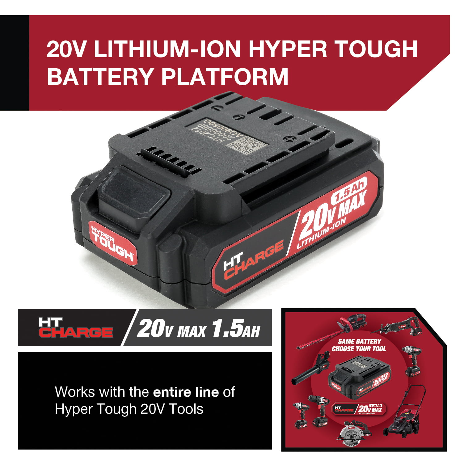 Hyper Tough 20V Max Lithium-Ion Cordless Drill， Variable Speed with 1.5Ah Lithium-ion Battery and Charger