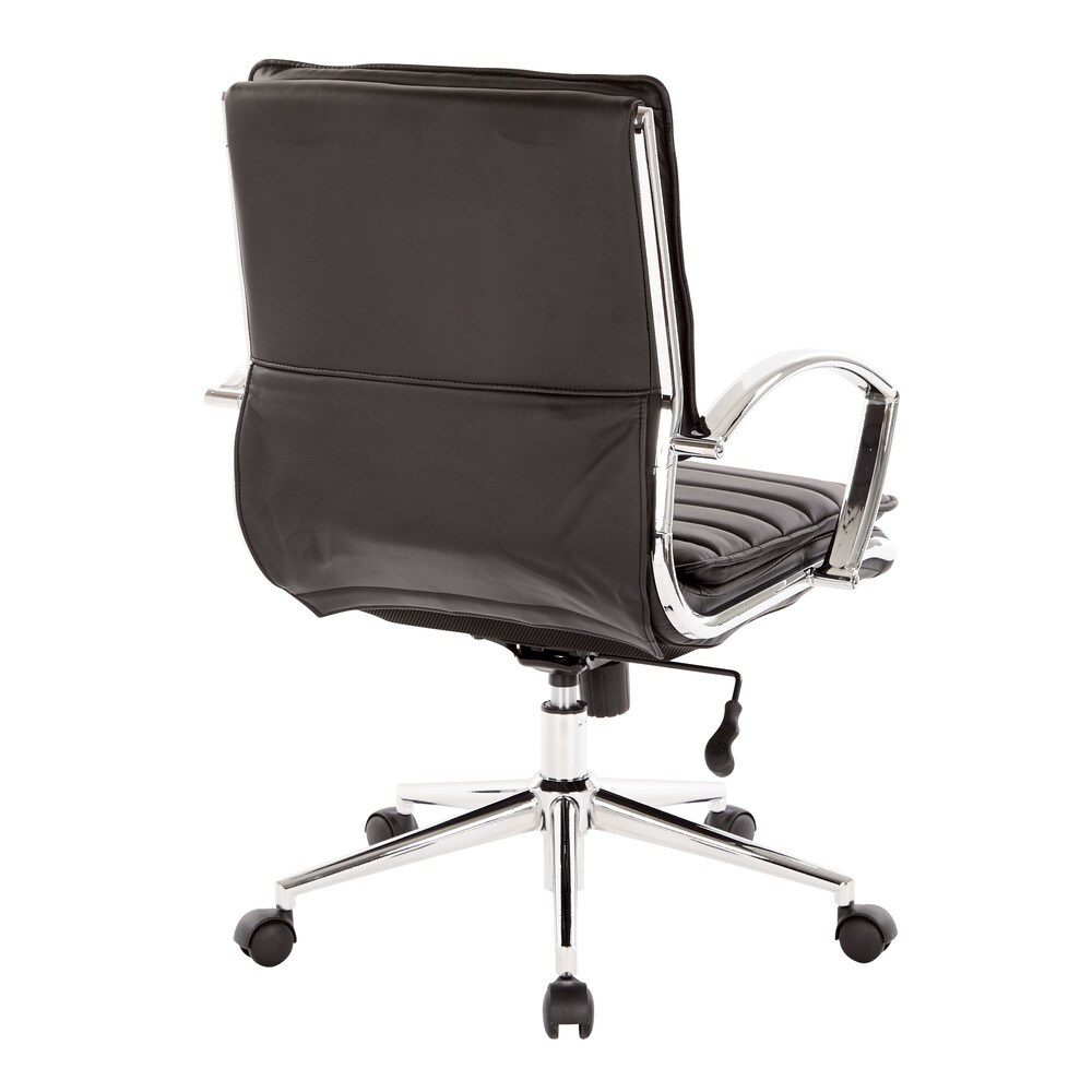 Faux Leather Chair/ Chrome Base Mid back Professional Managers Chair w/ Removable Sleeves