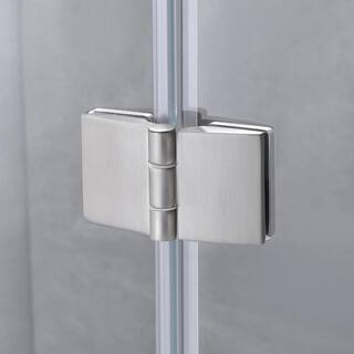 OVE Decors Annie 37.17 in. W x 57.99 in. H Pivot Frameless Tub Door in Satin Nickel 15BGP-ANNI36-SA