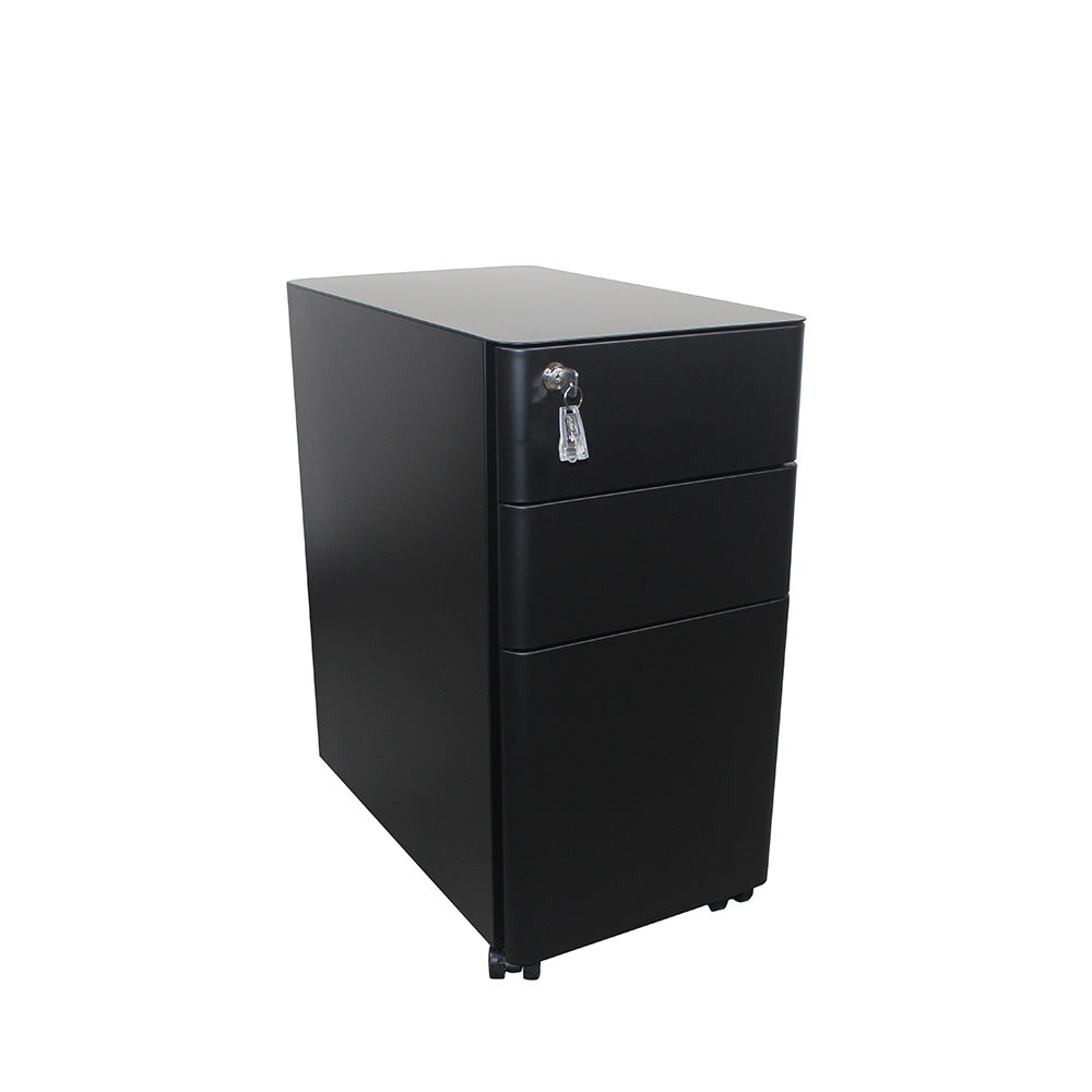 MARLO 3 Drawer Slim Mobile Cabinet - Black