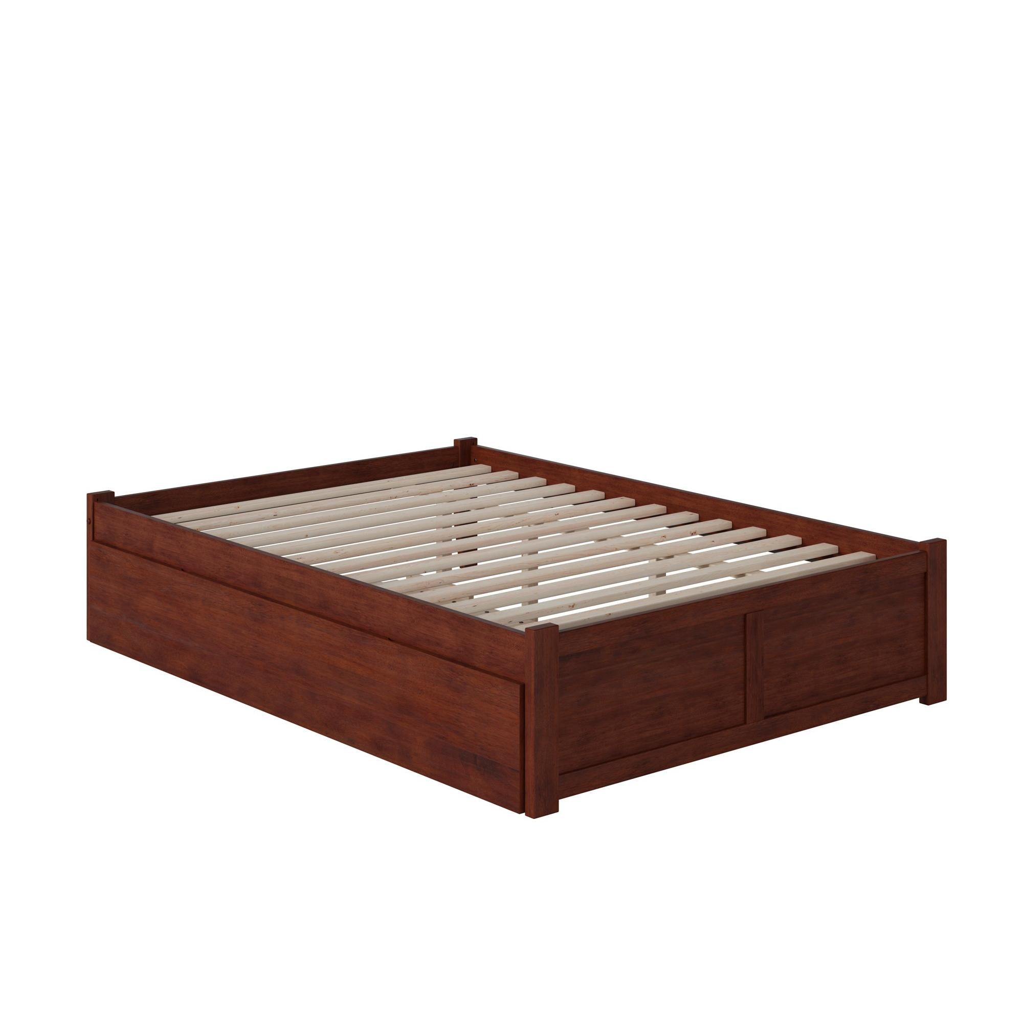 Concord Full Platform Bed with Flat Panel Foot Board and Twin Size Urban in Walnut