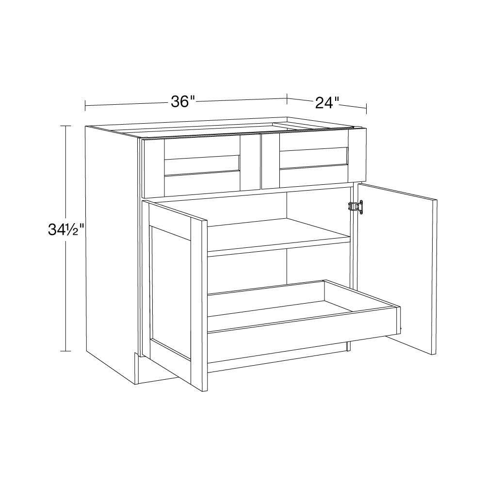 Home Decorators Collection Washington Vessel Blue Plywood Shaker Stock Assembled Base Kitchen Cabinet Soft Close 1-Rot 36 in. x 34.5 in. x 24 in. B36-1T-WVB