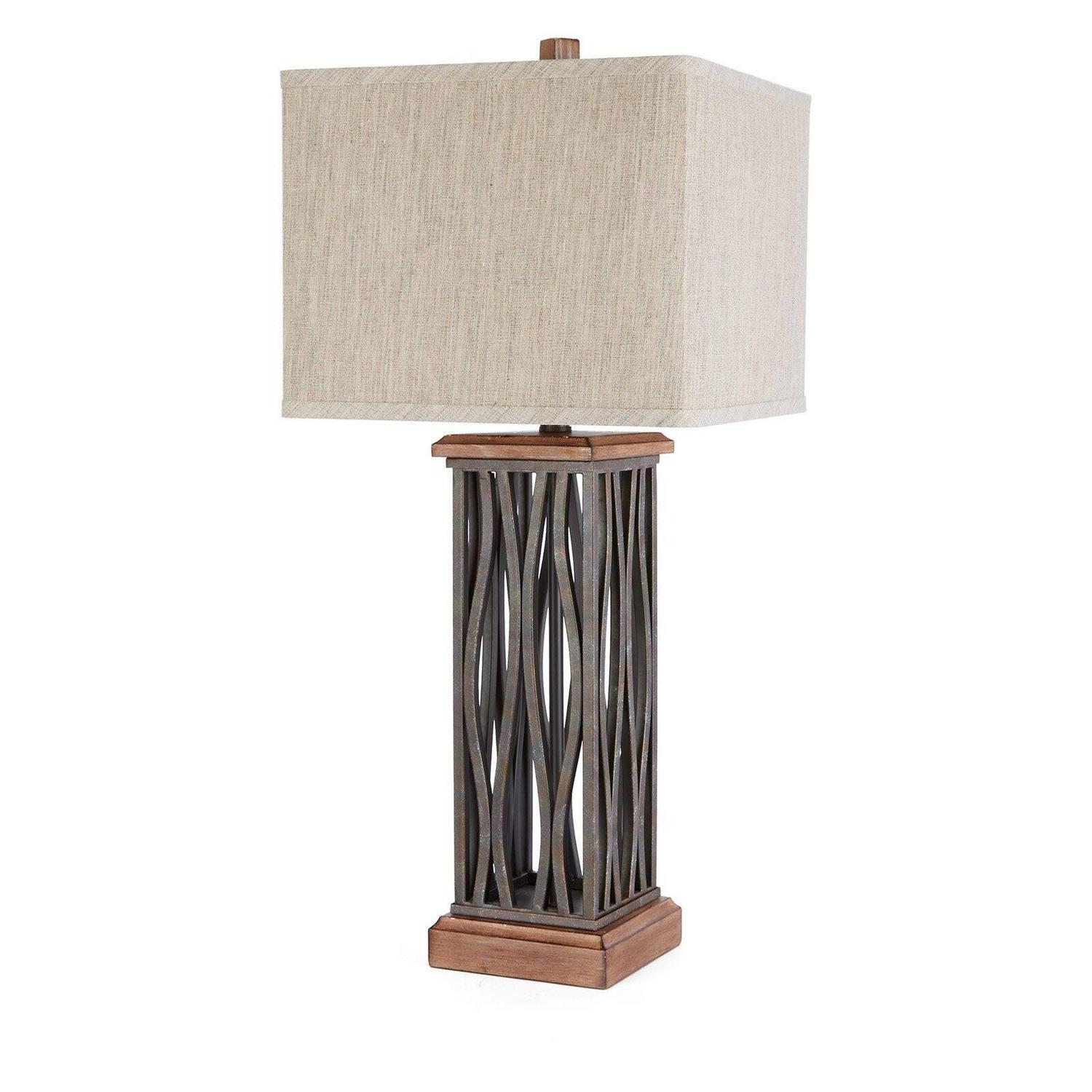 The Silverwood 29 Modern Bronze Metal Table Lamp with Beige Shade， LED Bulb Included