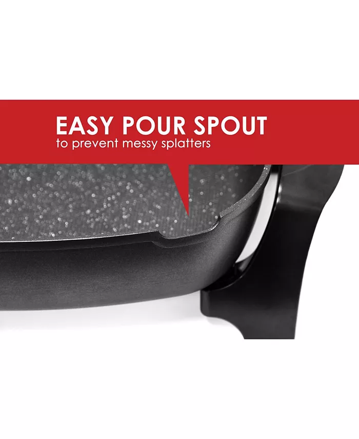 Elite Gourmet Elite Platinum 10.5Qt Electric Marble Nonstick Skillet with Glass Lid Easy-Pour Spout Dishwasher Safe