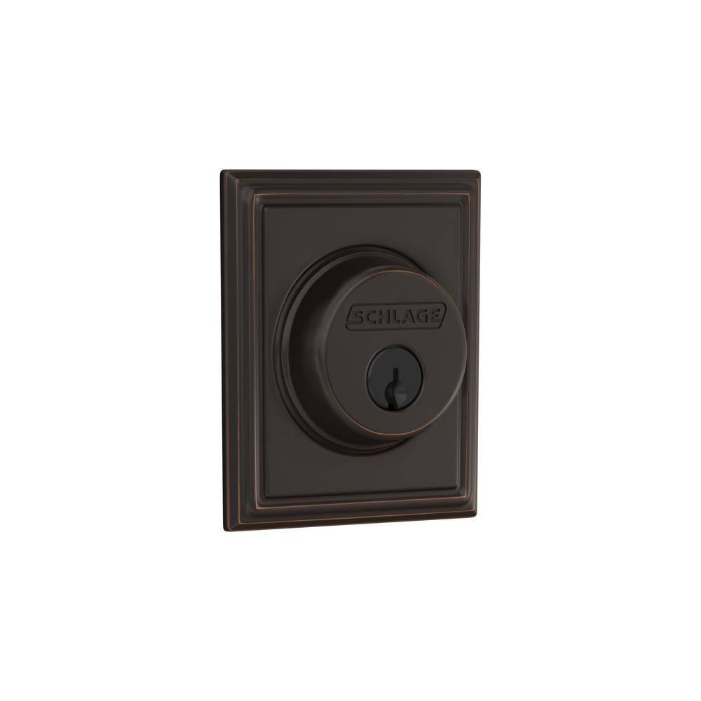 Schlage B60 Series Addison Aged Bronze Single Cylinder Deadbolt Certified Highest for Security and Durability B60 N ADD 716