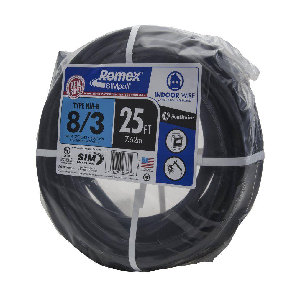 Southwire 25 ft. 83 Stranded Romex SIMpull CU NM-B WG Wire 63949221