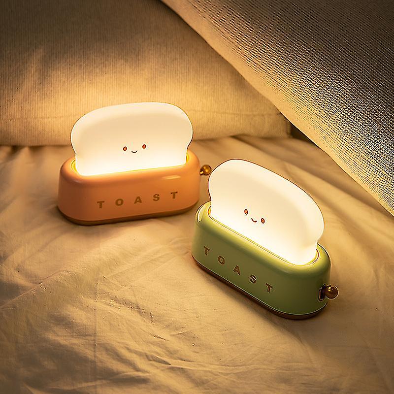 1pcs Creative Toast Night Light， Led Bread Maker Night Light， Usb Charging， Dimming Bedroom Bedside Sleep Light Red